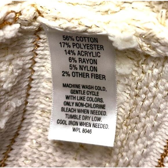 JM Collection Ivory Sweater Coat, Cream Cotton Cardigan, Textures, Size XL - Picture 4 of 4